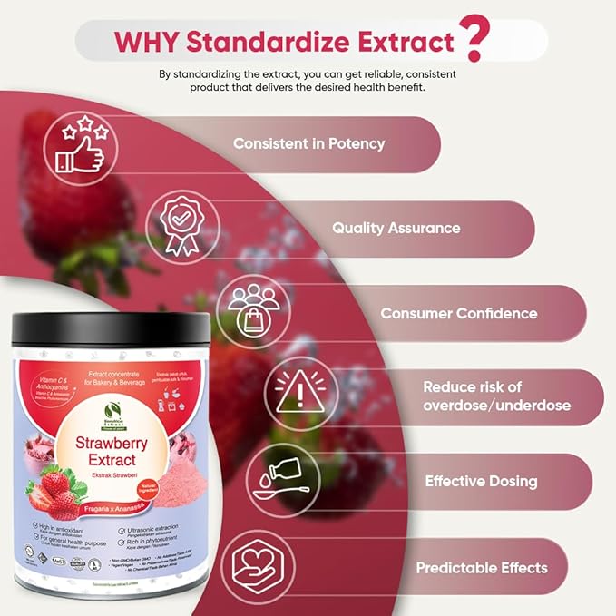 Bionutricia Strawberry Extract Powder 20:1 ??No Sugar Added, Rich in Vitamin C & Antioxidants, Great for Smoothies, Baking & Drinks, Vegan, Non-GMO, 200g (7Oz)