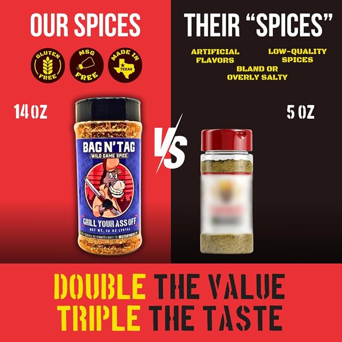GYAO Bag N' Tag Seasoning – BBQ Rub for Venison, Elk, Bison, & Boar - MSG & Gluten Free - USA Made & Veteran Owned