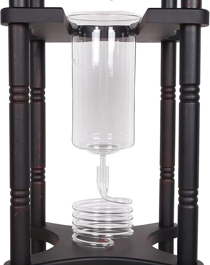 Cold Brew Drip Coffee Maker, 2500ml/84.54oz Ice Coffee Brewer Machine Dripper Pot Cold-Drip Coffee Tower with Glass Container Wood Stand for Home Office