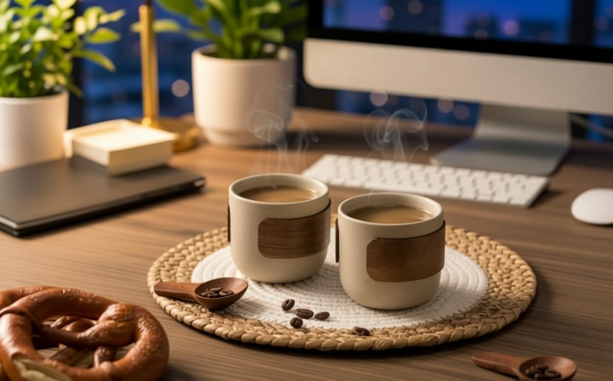 SYJAN HOME Ceramic Espresso Cups Set of 4,Natural Beige(4 oz)