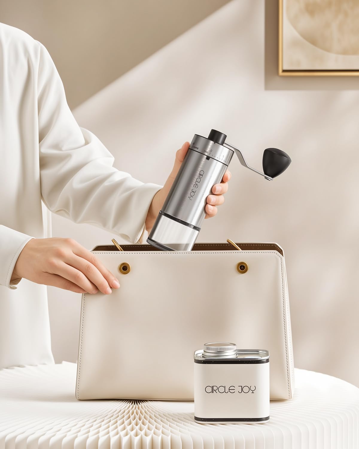 CIRCLE JOY Mini Manual Coffee Grinder with 40 External Adjustable Settings and Ceramic Conical