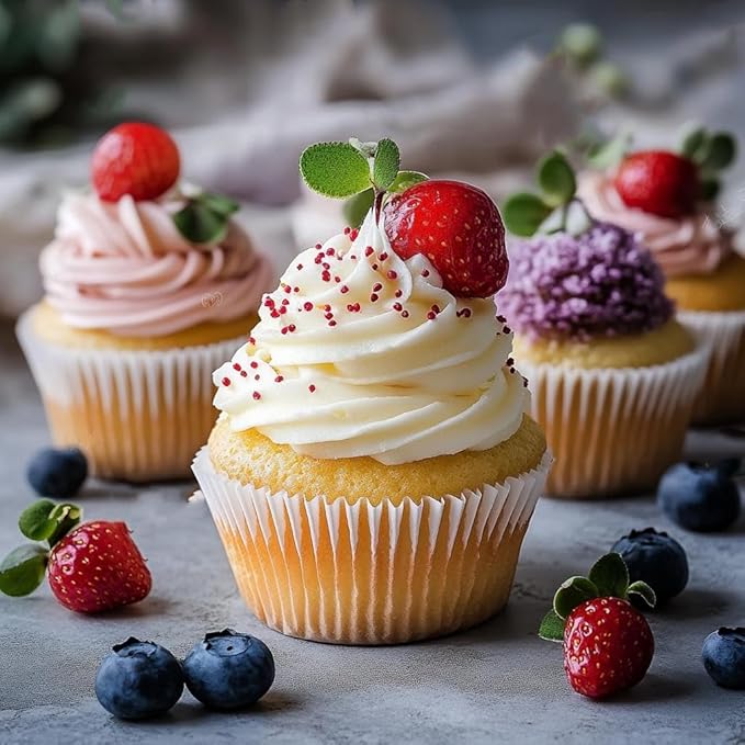 200pcs White Natural Standard Cupcake Liners for Baking Cup, No Smell, Grease-proof Muffin Liners, Standard Size Cupcake Cups for Party, Wedding, Birthday