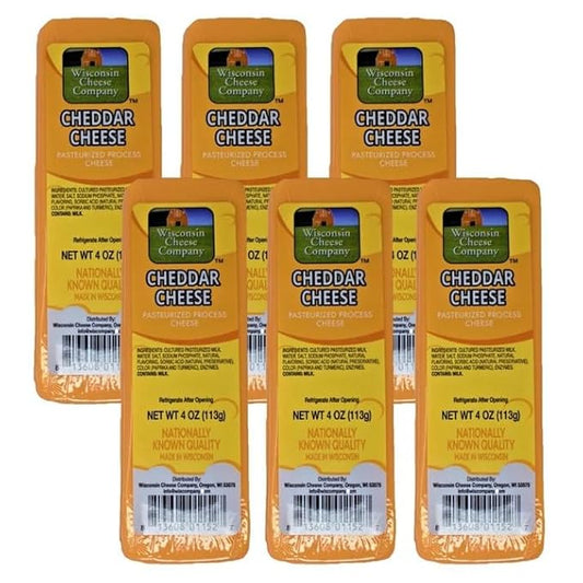 Wisconsin Cheese Company - 100% Wisconsin Cheddar Cheese | Pack of 6 Blocks (4 oz. Each) | Great for Charcuterie Boards
