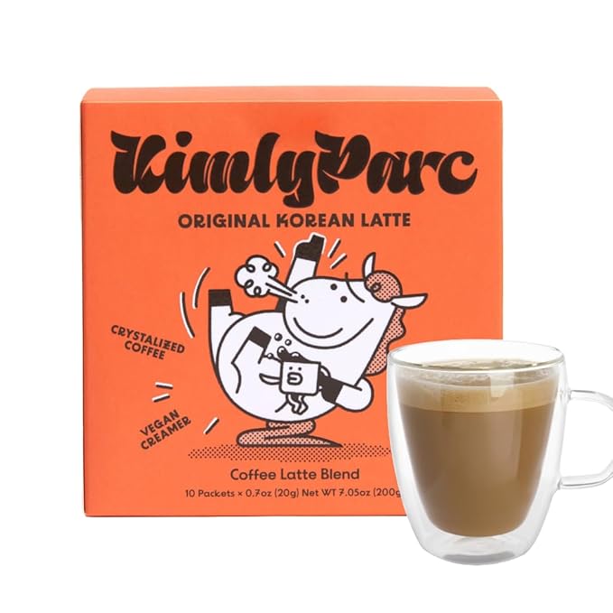 KimlyParc Premium Instant Coffee Original Korean Latte with Vegan Creamer, Organic Unrefined Cane Sugar, Himalayan Pink Salt - Vegan Latte Lactose & Gluten free(10 Single Serve Packets)