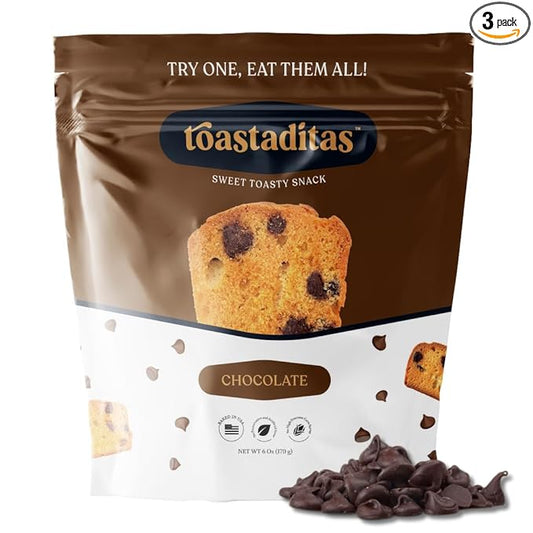 Toastaditas Chocolate Chips Toasted Cookies, 11g of Protein, Natural Ingredients, No Artificial Flavors, Healthy Snacks for kids and adults (3-Pack, Chocolate Chips)