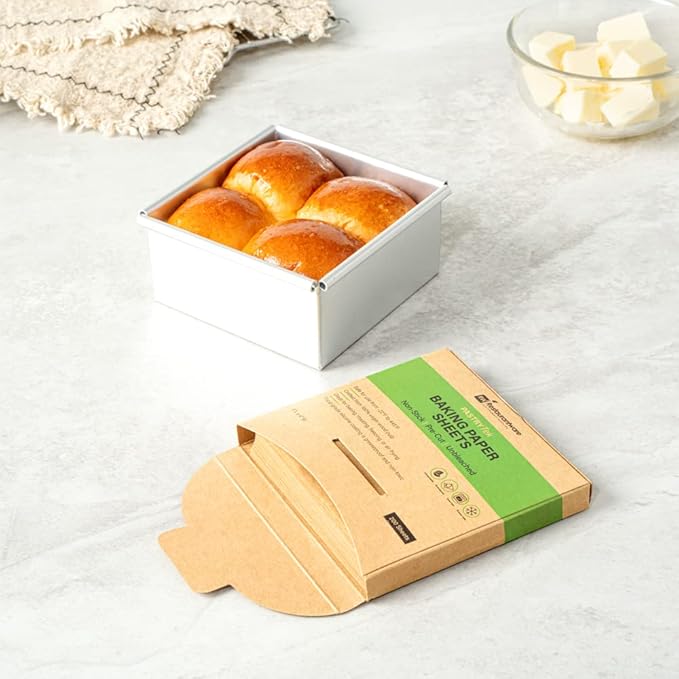 Restaurantware Pastry Tek 4 x 4 Inch Parchment Paper Sheets 1000 Greaseproof Baking Sheets For Oven - Pre-cut Double-Sided Silicone Coating Unbleached Paper Nonstick Baking Sheets Reusable