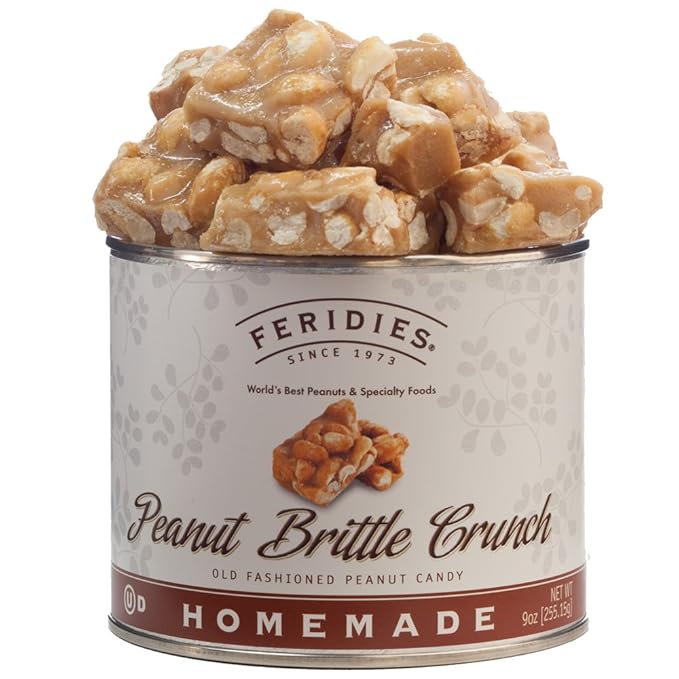 FERIDIES Virginia's Finest Peanut Brittle Crunch Made with Extra Large Peanuts 9 Ounce (Pack of 1)