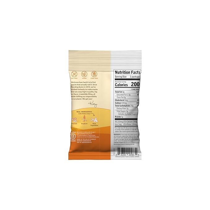 Quinn Creamy Peanut Butter Filled Pretzel Nuggets - Made with Real Ingredients, Whole Grain Sorghum, Sea Salt, Vegan, Gluten Free, Dairy Free, Non-GMO - 1.5 Oz (Pack of 14)