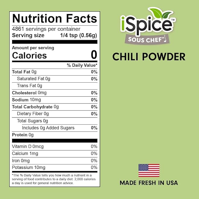 iSpice PREMIUM CHILI POWDER| Pure and Fresh |Essential Kitchen Spice| 5oz (141g)