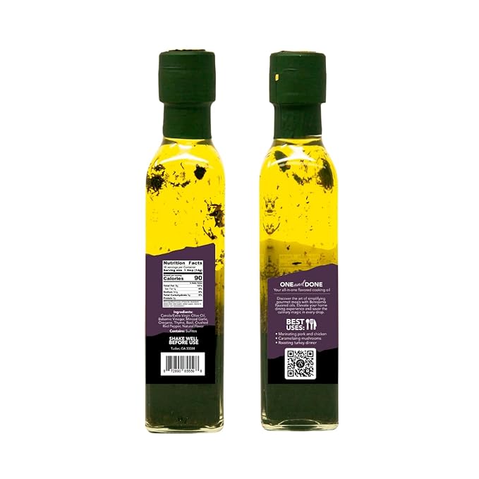 Benissimo Balsamic Garlic Herb Infused Oil & Vinegar Blend, All Natural Gourmet Blend with Bold Balsamic, Roasted Garlic, and Hand-Selected Herbs, Ideal for Drizzling, 8.1 fl oz