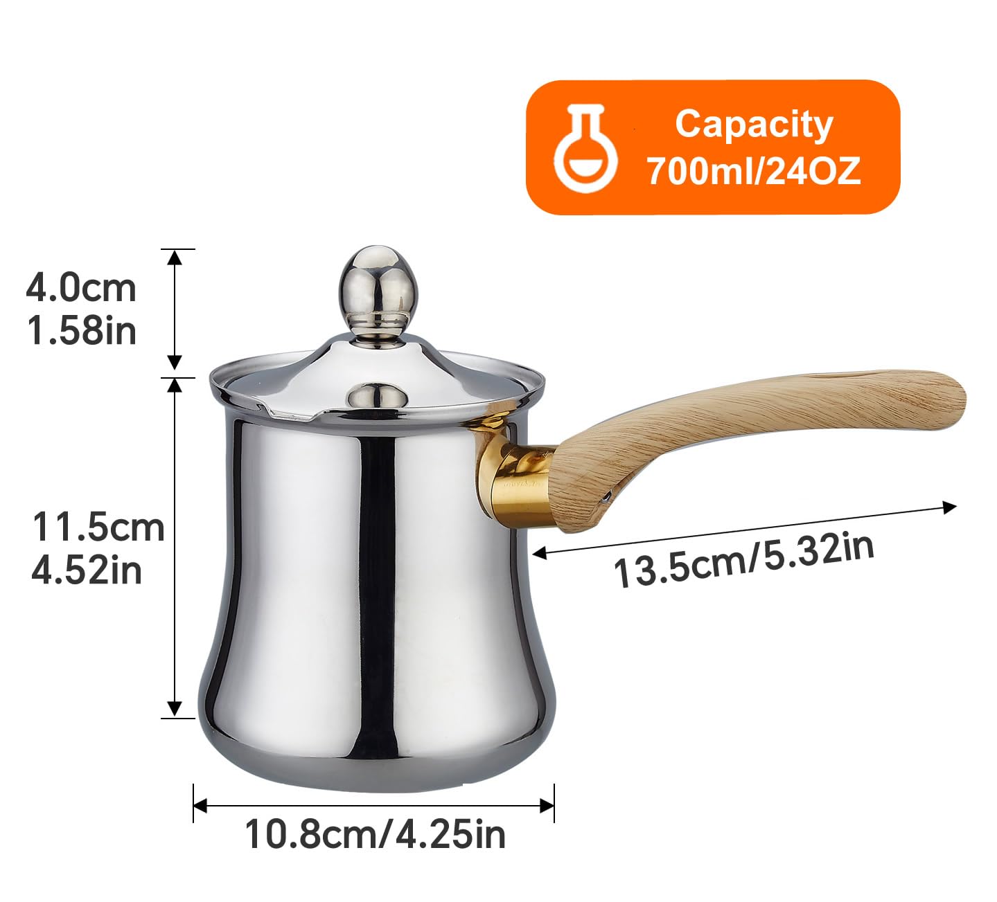 SANQIAHOME Quality Turkish Coffee Pot Set, 720ml(24oz),Coffee Maker, Chai Pot, Arabic,Briki Greek