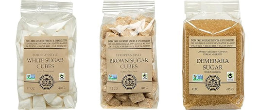 India Tree Coffee & Tea Sugar Variety Pack - White, Brown, and Demerara Sugar