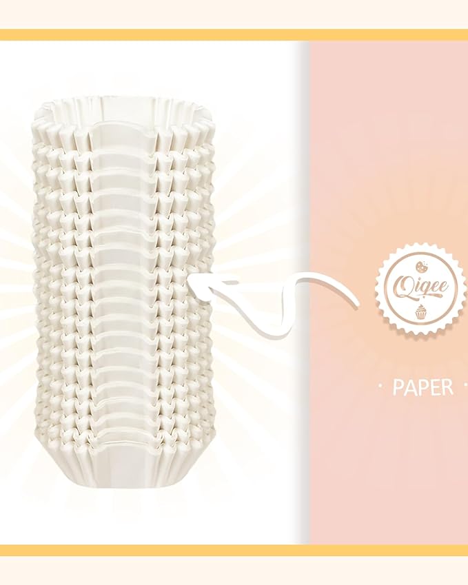 qiqee 500pcs White Square Cupcake Liners Muffin Linner No Smell, Food Grade Baking Cups竊늆tandard Sizeç«?,<div>