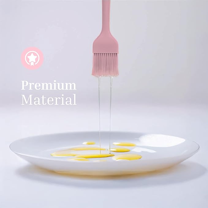 Silicone Pastry Brush Set – 2-Piece Set of Basting Brushes for Cuisine and BBQ – Kitchen Tools and Accessories with Comfortable Handles, Heat-Resistant Utensils for Cooking & Baking – Pastel Pink