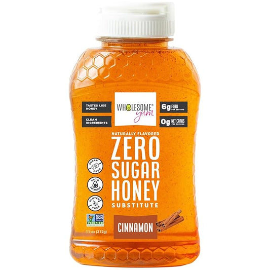 Wholesome Yum Cinnamon Zero Sugar Honey Substitute (Keto) - Natural Sugar Free Honey Alternative With Monk Fruit & Allulose - 0 Net Carbs, Non-GMO, Gluten Free, No Aftertaste (11 oz)