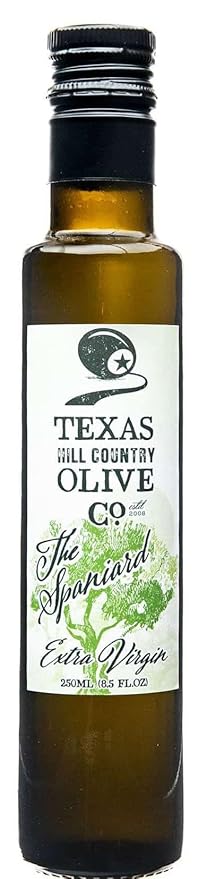 Texas Hill Country Olive Co Spaniard Extra Virgin Olive Oil - Cold Pressed EVOO Gourmet Olive Oil - Rich & Fruity - Perfect for Finishing & Dressing - Award Winning & Made in Texas (8.5 Fl Oz)