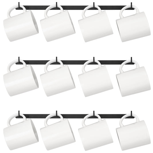 Dahey Mug Rack Wall Mounted Metal Coffee Cup Holder with 12 Hooks, 3 Pack
