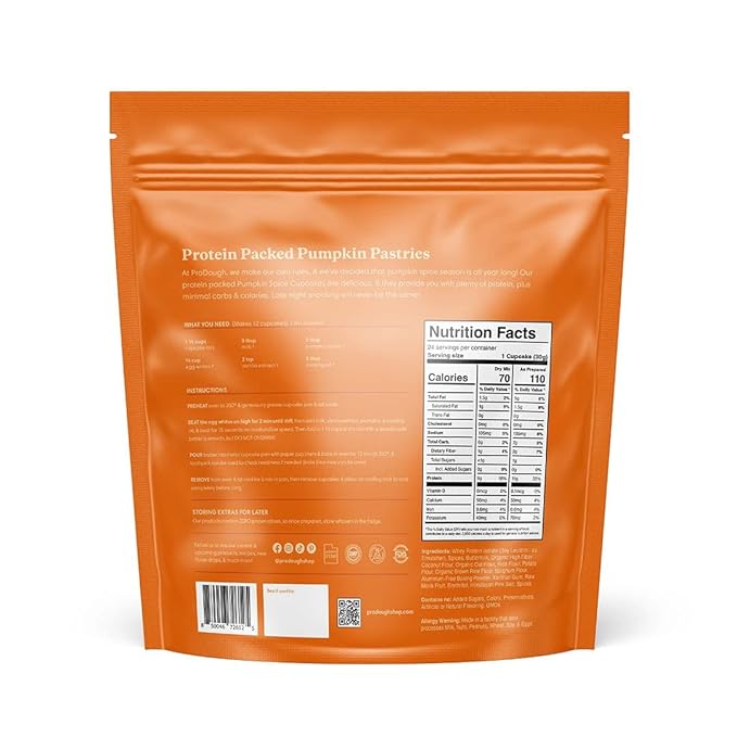 ProDough High Protein- Gluten Free Cupcake Mix, Low Carb, 13g of Protein per Cupcake, No Added Sugars, Keto Friendly, Makes 12, Healthy Dessert (Pumpkin Spice)