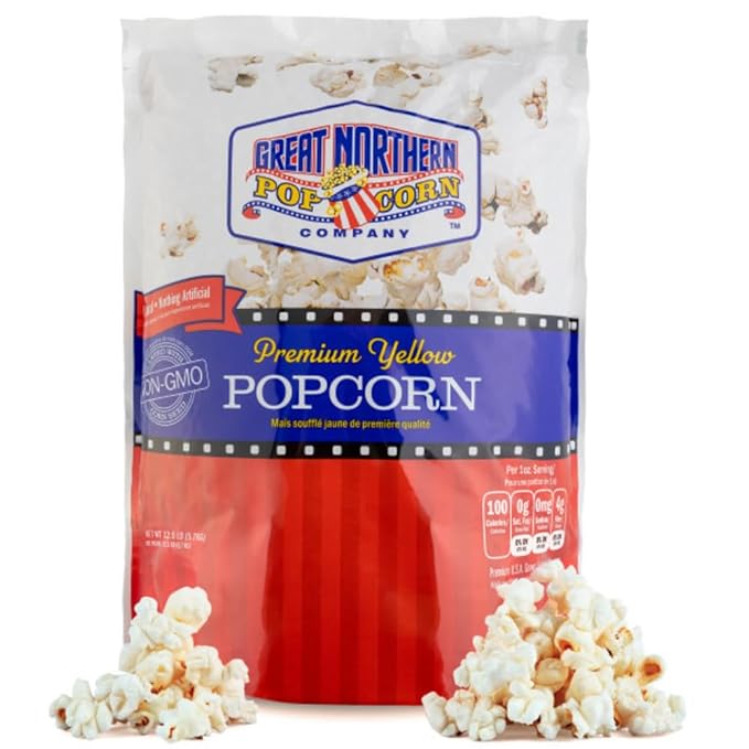 Premium Yellow Popcorn Kernels - 12.5lbs Resealable Bag of Gourmet Bulk Popping Corn for Microwave, Stovetop, and Machines by Great Northern Popcorn
