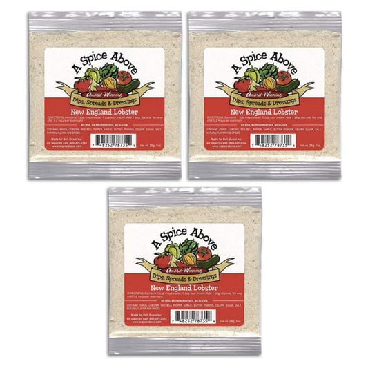 A Spice Above Dips, Spreads, and Dressing Mixed Seasonings Party Packets, 3 Pack (New England Lobster)