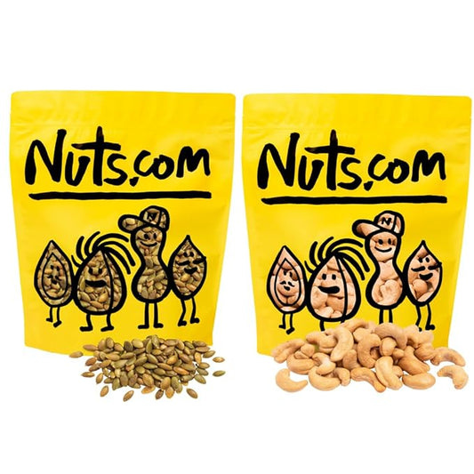 Roasted Cashews (Lightly Salted, 2lb) & Roasted Pepitas (Salted, No Shell, 2lb) – Vegan, Gluten-Free Snacks – Rich in Protein, Fiber, Calcium, Iron, & Healthy Fats – Ideal for On-the-Go & Home Snacks