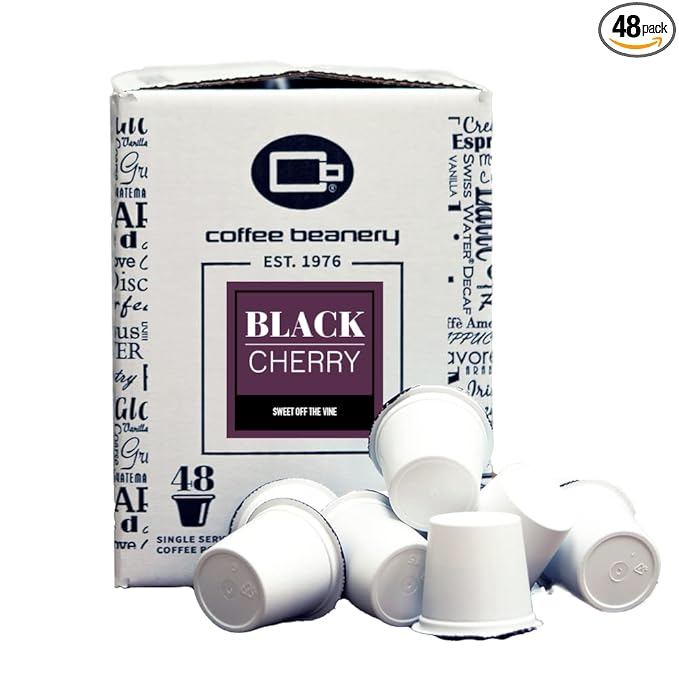 Black Cherry Coffee Pods by Coffee Beanery | 48ct Bulk Medium Roast Arbica Coffee