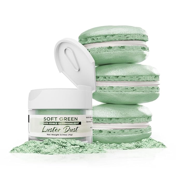 Luster Dust - Soft Green (4g 1x Jar) | Edible Vegan Dust & Paint for Cake Decorating, Ice Cream, Desserts, Cocktails and Beverages by Bakell