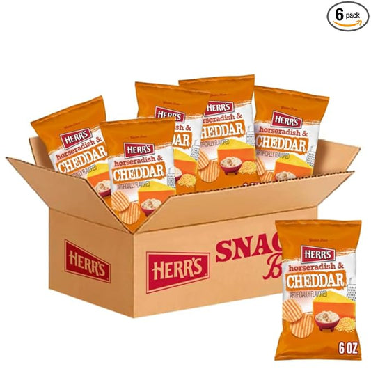 Herr???Potato Chips, Horseradish and Cheddar Flavor, Gluten Free Snacks, 6oz Bag (6 Count)