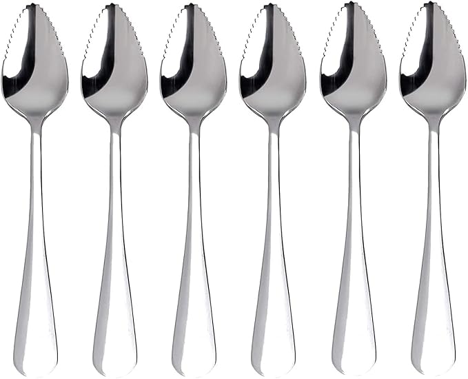 6-Piece set, stainless steel serrated grapefruit spoon, suitable for citrus fruits, kiwi, dragon fruit and other fruitsï¼? inches