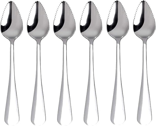 6-Piece set, stainless steel serrated grapefruit spoon, suitable for citrus fruits, kiwi, dragon fruit and other fruitsï¼? inches