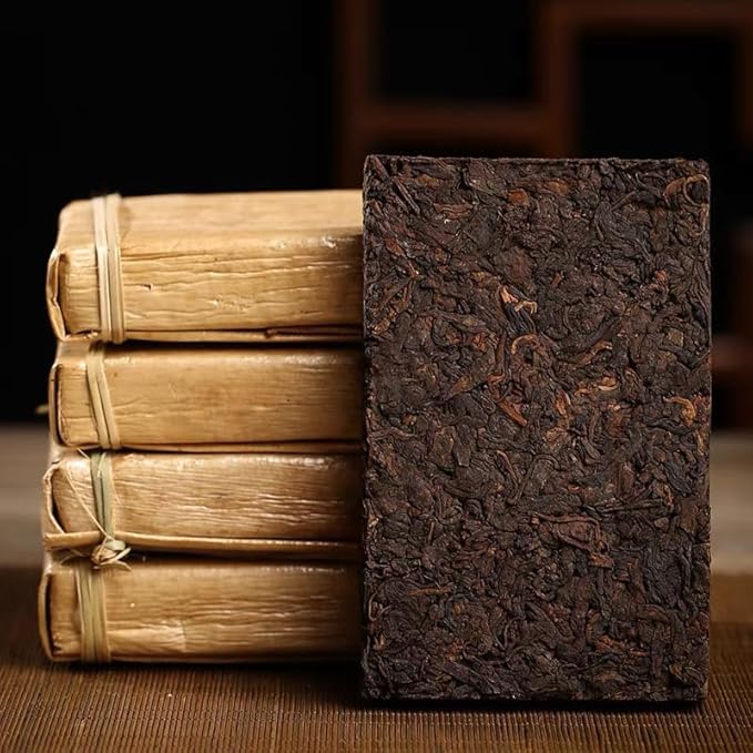 Yunnan Pu'er Tea Brick - Fermented Black Tea Since 2009, Organic Pu-erh 500g Package With Bamboo Leaves, Traditional Method
