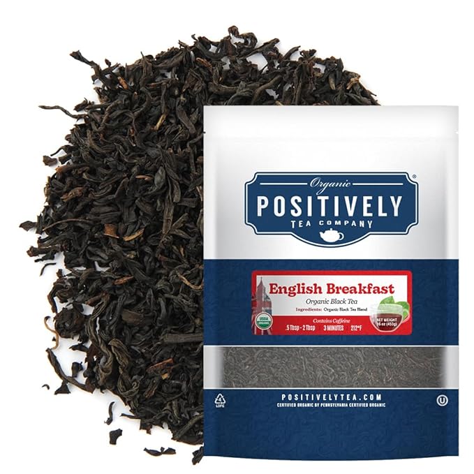 Organic Positively Tea Company, English Breakfast Black Tea, Loose Leaf, 16 Ounce