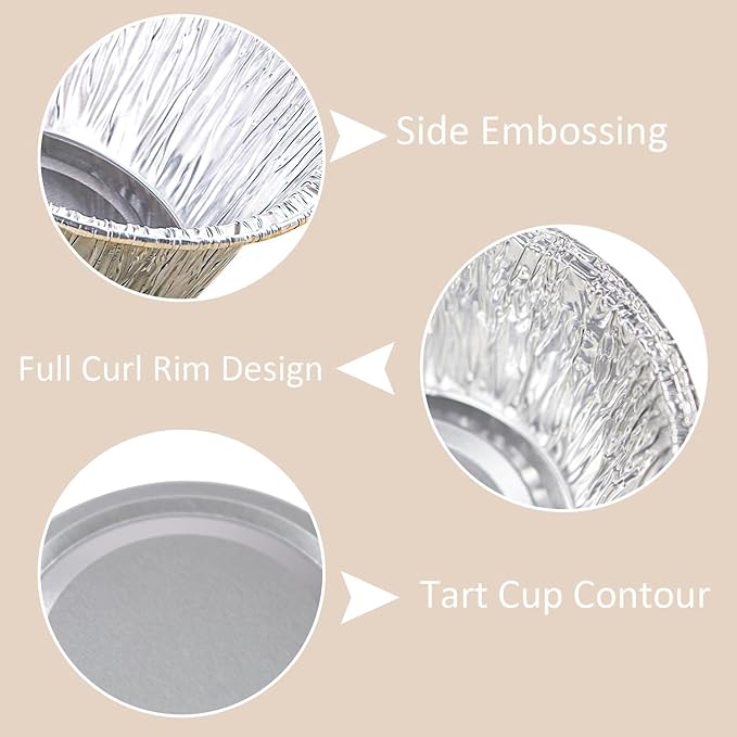 Aluminum Foil Baking Cups, 150 Pack Disposable 4 Oz Ramekins Aluminum Cupcake Muffin Liners Silver Foil Baking Cups for Egg Tart, Baking, Cupcake, Pudding, Appetize