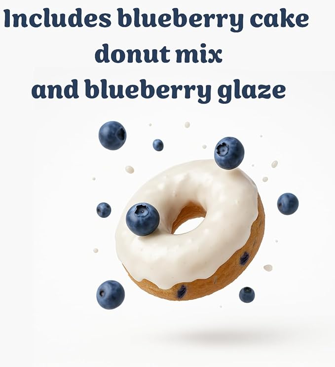 Rabbit Creek Blueberry Donuts Mix ??With Glaze Included ??Baked Donuts, Not Fried ??Donut Baking Mix