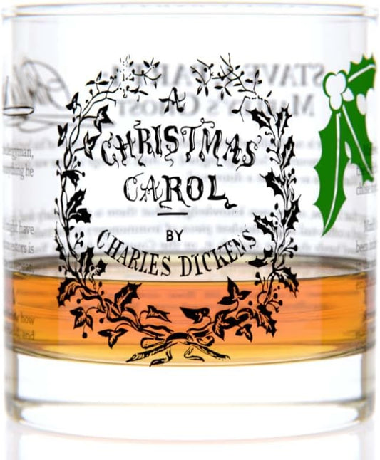 Well Told Classic Literature Rocks Glass - A Christmas Carol by Charles Dickens - Old Fashioned Whiskey Glass Gift for Book Lovers (11 oz)
