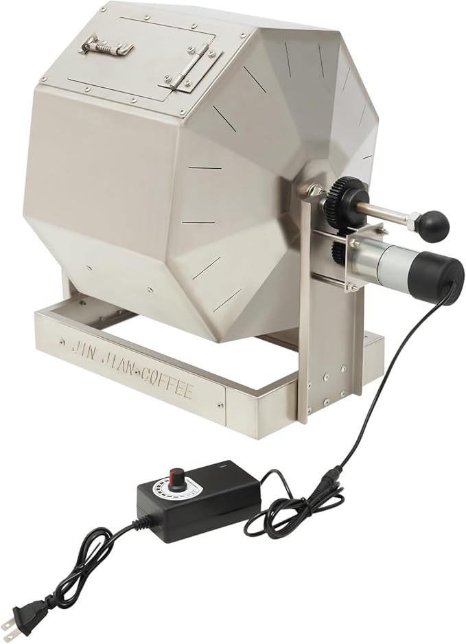 Cashewnuts Commercial Coffee Bean Roaster 14.5L Coffee Bean Baker Drum Type Stainless Steel Roasting Machine with Speed Controller, Automatic (Style 2)