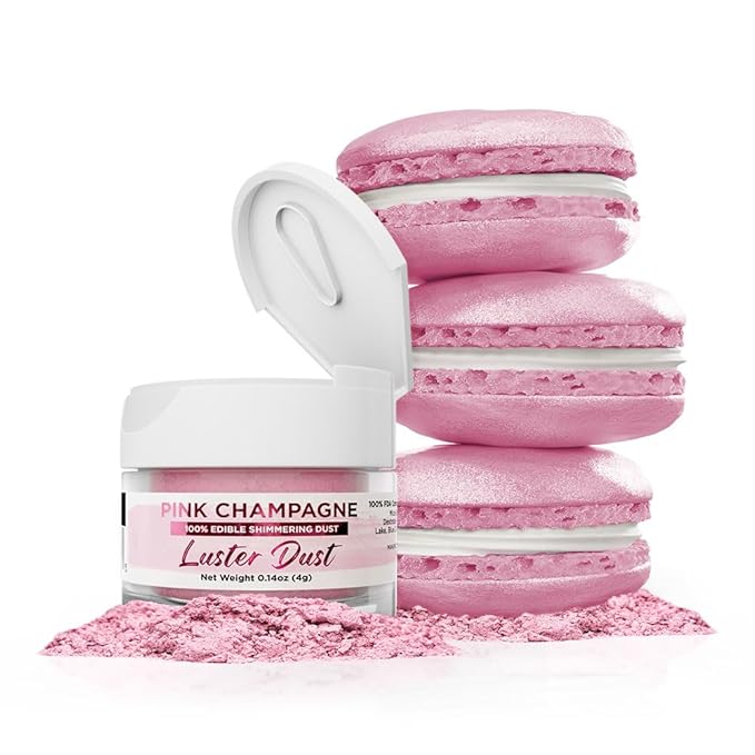 Luster Dust - Pink Champagne (4g 1x Jar) | Edible Vegan Dust & Paint for Cake Decorating, Ice Cream, Desserts, Cocktails and Beverages by Bakell