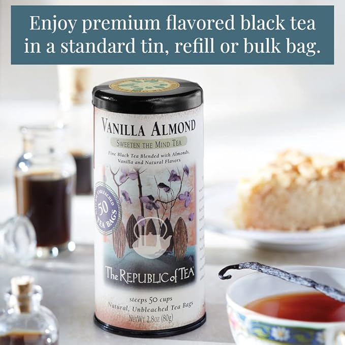 The Republic of Tea ??Vanilla Almond Black Tea Super Refill, 100 Tea Bags, Naturally Caffeinated