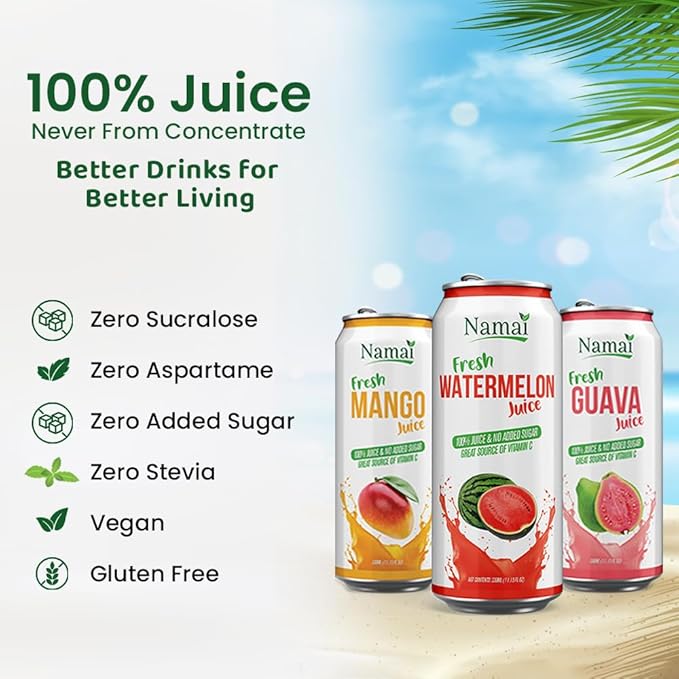 Namai 100% All Natural Pure Dragonfruit Juice, No Added Sugar, No Preservatives, Pack of 24