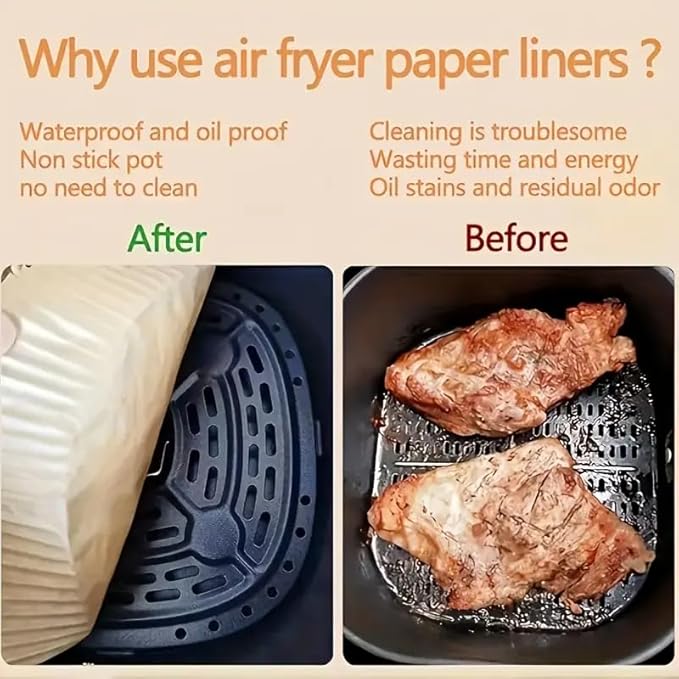 200 Pcs Air Fryer Liners Disposable, 8 Inch (20cm) Square, Thickened Non-Stick Parchment Paper - Disposable Baking Paper for Frying - Microwave, Oven ??Kitchen Must-Have Air Fryer Basket