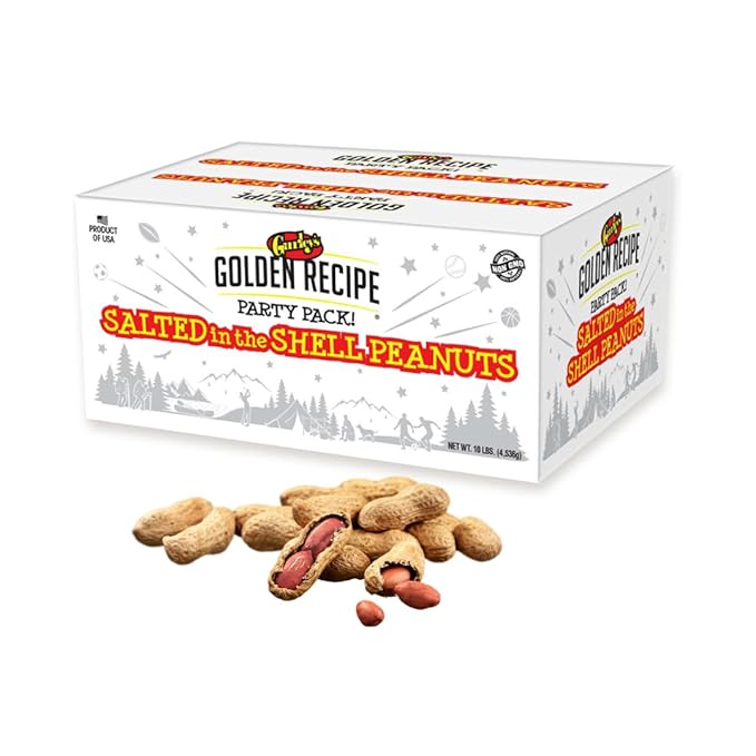 Gurley's Premium Peanuts In-Shell, Fire Roasted & Salted In Shell Peanut, Bulk Party Pack, 10 lb Box ??Dry Roasted Peanuts Salty Snack for Events & Gatherings