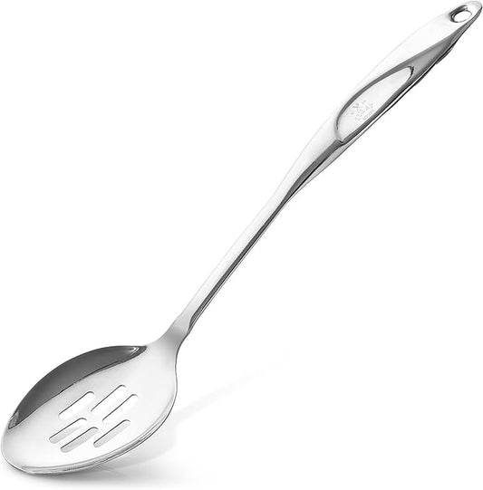 Zulay Kitchen Stainless Steel Slotted Spoon - Large Cooking Spoon - Durable Premium Stainless Steel with Comfortable, Ergonomic Handle - Easy to Clean - Perfect for At Home Cooking & Buffets - 15??,<div>