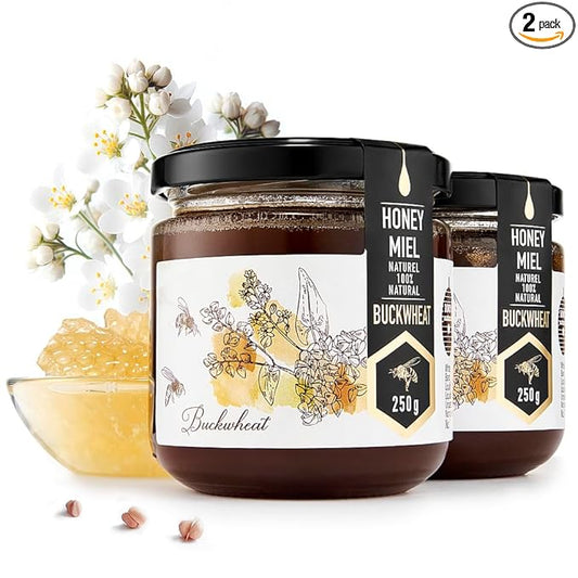 HONIGMA® Raw Buckwheat Honey | Exquisite Taste | 100% Pure | Unpasteurized | Unfiltered | Partially crystallized | 250g/8.8oz