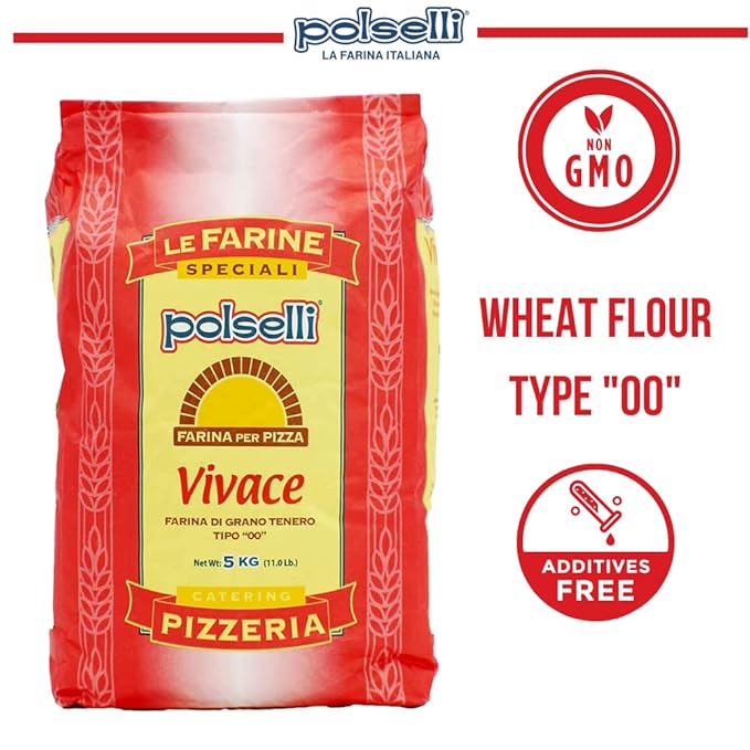 Vivace, Tipo "00" Double Zero Flour, OO Flour, Napoletana, Romana, Traditional Pizza Dough Mix, Pasta, Bread, (5 kg) 11 lbs by Polselli