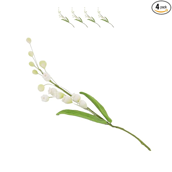 Global Sugar Art Lily of the Valley Sugar Cake Flowers Spray White, 4 Count by Chef Alan Tetreault