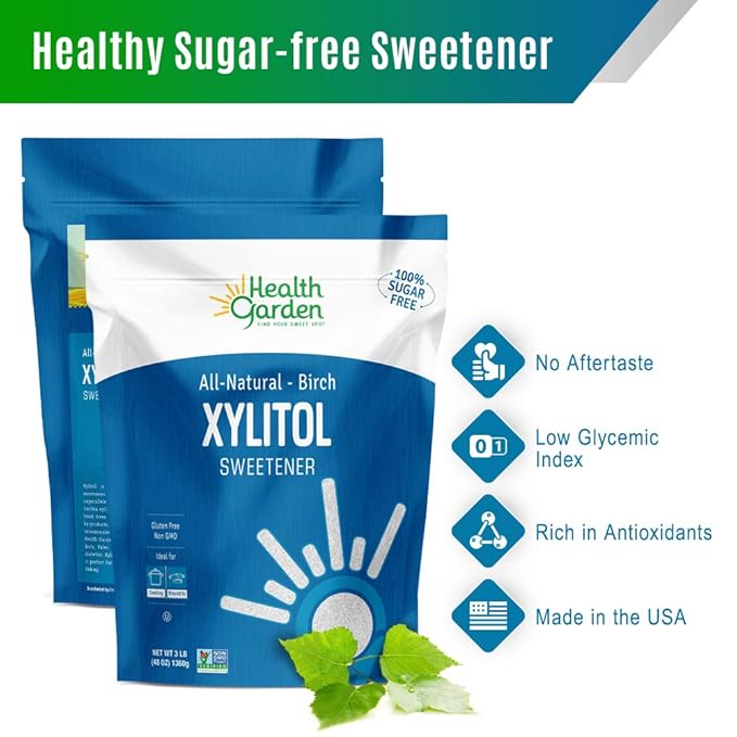 Health Garden Birch Xylitol Sweetener - 9.75 LB Resealable Bag - Pure Birch Xylitol - Non GMO, Kosher, and Made in the U.S.A. - Ideal Powdered Sugar Substitute - Non-GMO Sugar Alternative