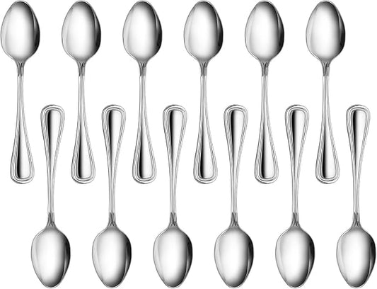 New Star Foodservice 58123 Slimline Pattern, 18/0 Stainless Steel, Dinner/Dessert Spoon, 7.25-Inch, Set of 12