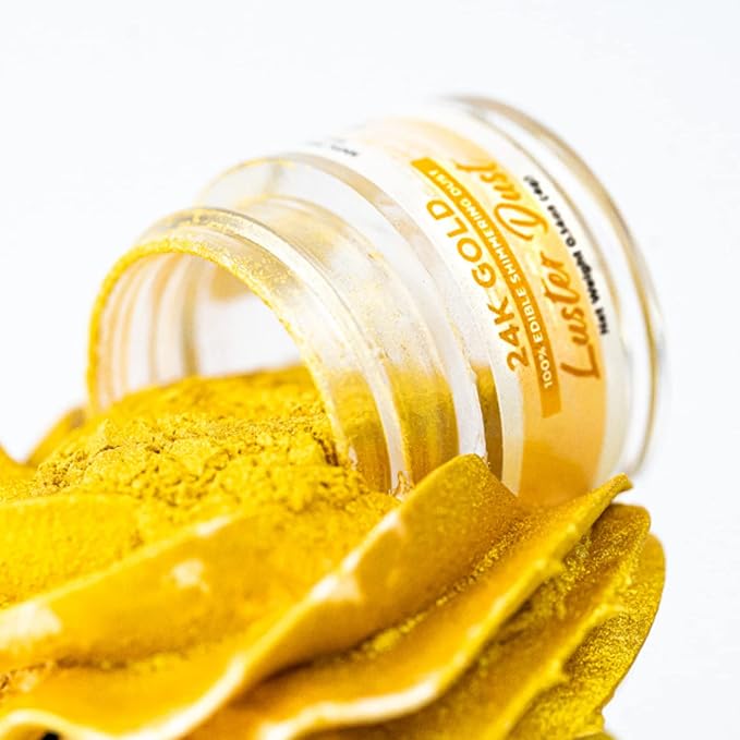 Luster Dust - 24K Gold (4g 1x Jar) | Edible Vegan Dust & Paint for Cake Decorating, Ice Cream and Desserts by Bakell