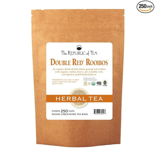 The Republic of Tea ??Organic Double Red Rooibos, Naturally Caffeine-Free Rooibos Powder and Leaves, Steeps 250 Cups