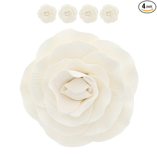 Global Sugar Art Peony Rose Sugar Cake Flowers, White, 4 Count by Chef Alan Tetreault